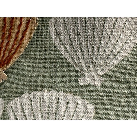 Snowflakes & Seashells Table Runner 36" x 13" Cotton Linen Sage White Peach NEW - Picture 3 of 3